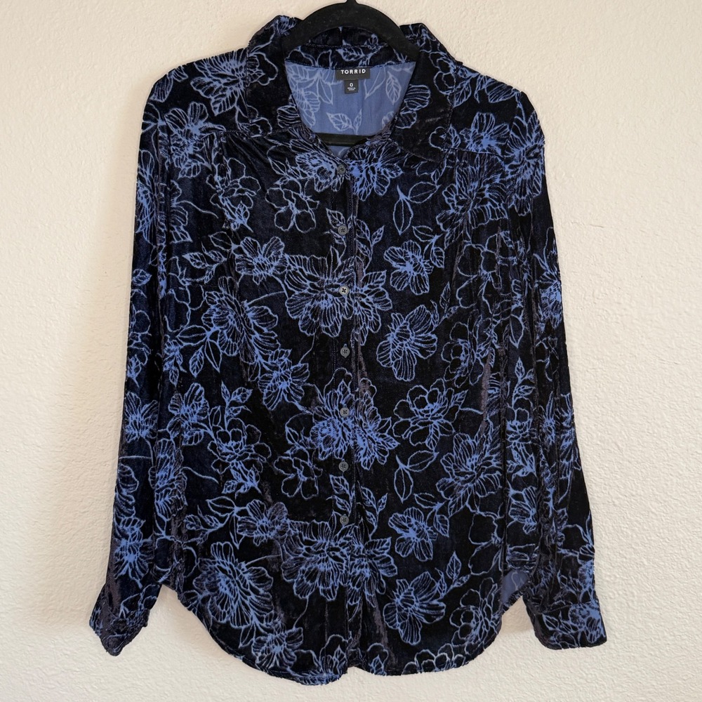 Torrid 0 Large Velvet‎ Burnout Dark Floral Whimsigoth Career Dark Romantic Goth